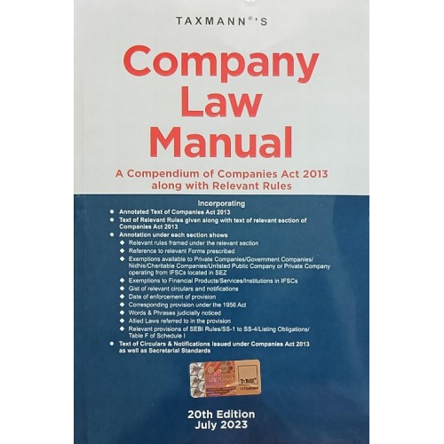 Taxmann's Company Law Manual 2023 by Taxmann's Editorial Board